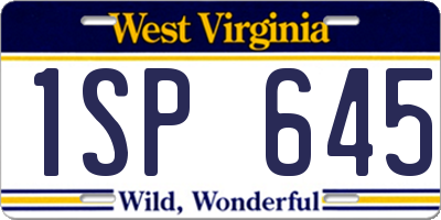 WV license plate 1SP645
