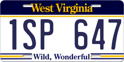 WV license plate 1SP647