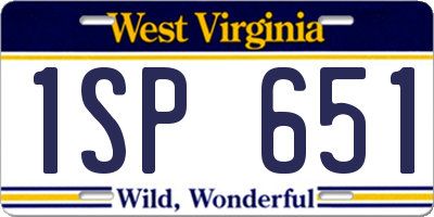WV license plate 1SP651