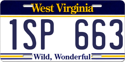 WV license plate 1SP663