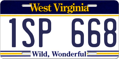 WV license plate 1SP668