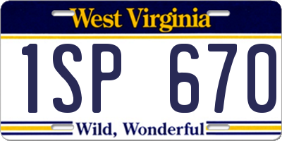 WV license plate 1SP670