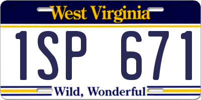 WV license plate 1SP671
