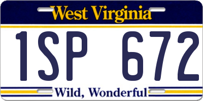WV license plate 1SP672