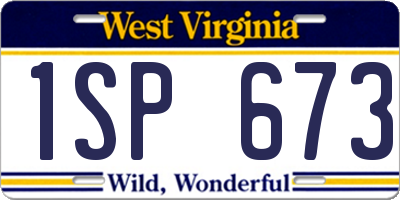 WV license plate 1SP673