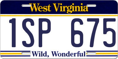 WV license plate 1SP675