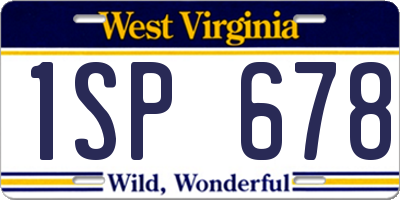 WV license plate 1SP678