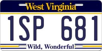 WV license plate 1SP681