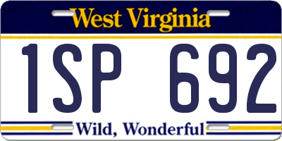 WV license plate 1SP692