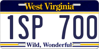 WV license plate 1SP700