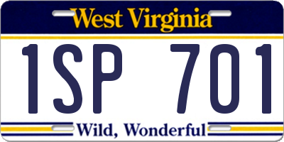 WV license plate 1SP701