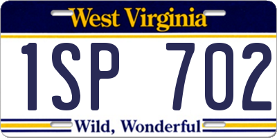 WV license plate 1SP702