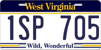 WV license plate 1SP705