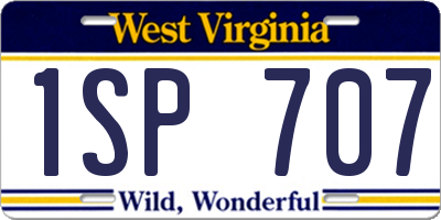 WV license plate 1SP707