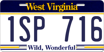 WV license plate 1SP716