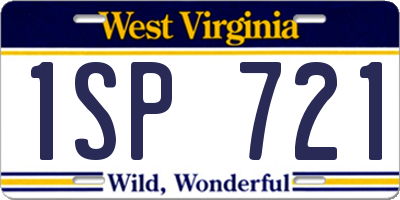 WV license plate 1SP721