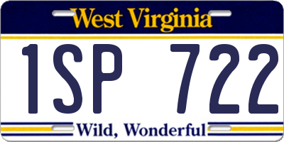 WV license plate 1SP722