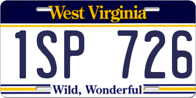 WV license plate 1SP726