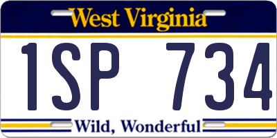 WV license plate 1SP734