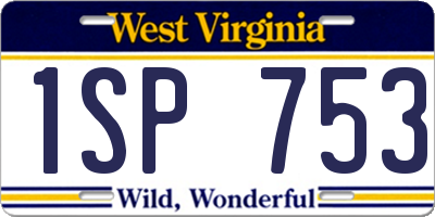 WV license plate 1SP753