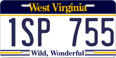 WV license plate 1SP755