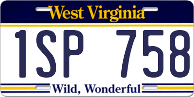 WV license plate 1SP758