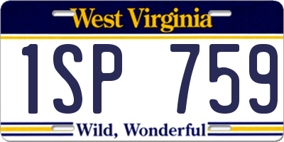 WV license plate 1SP759