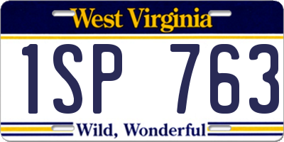 WV license plate 1SP763
