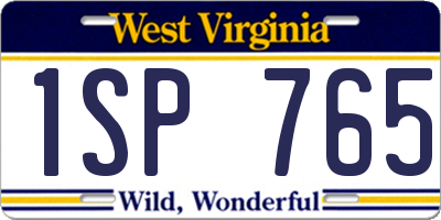 WV license plate 1SP765