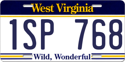 WV license plate 1SP768