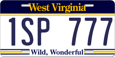 WV license plate 1SP777