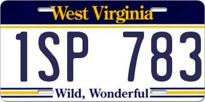 WV license plate 1SP783
