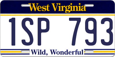 WV license plate 1SP793
