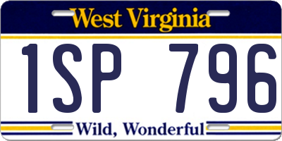WV license plate 1SP796