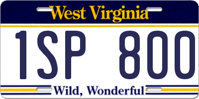 WV license plate 1SP800