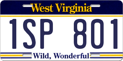 WV license plate 1SP801