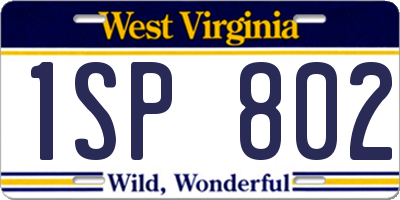 WV license plate 1SP802