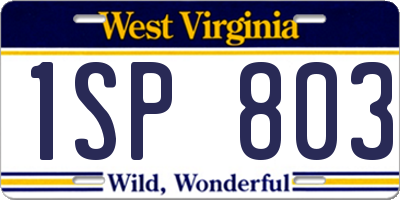 WV license plate 1SP803