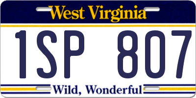 WV license plate 1SP807