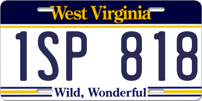WV license plate 1SP818