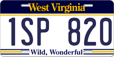 WV license plate 1SP820