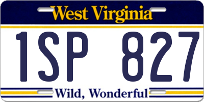 WV license plate 1SP827