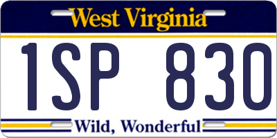 WV license plate 1SP830