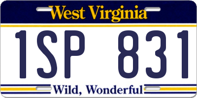 WV license plate 1SP831