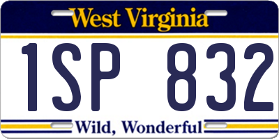 WV license plate 1SP832