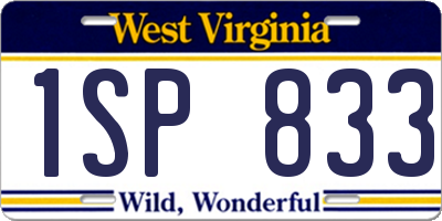 WV license plate 1SP833
