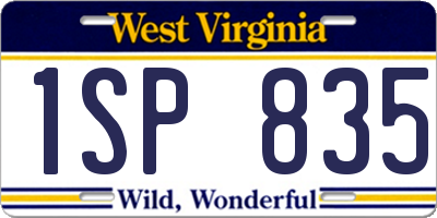 WV license plate 1SP835