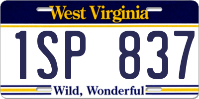 WV license plate 1SP837