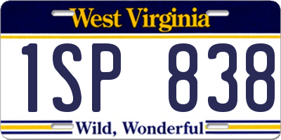 WV license plate 1SP838