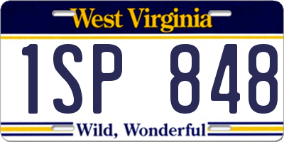 WV license plate 1SP848